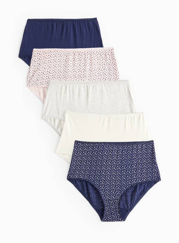 Spot Print Full Knickers 5 Pack  14